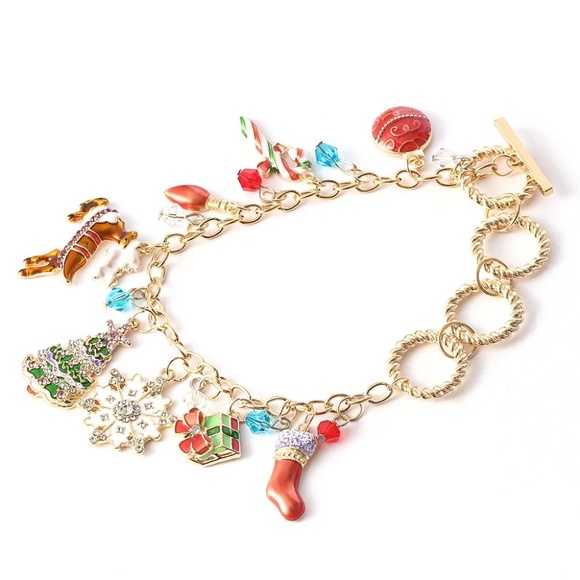 Christmas Spirit Charm Bracelet, Holiday Bracelet, Christmas tree Bracelet - Picture 4 of 9